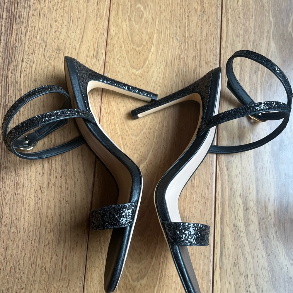 Stuart Weitzman Crystal Buckle 95 Glitter Sandal Size 8.5 - Picture 6 of 9